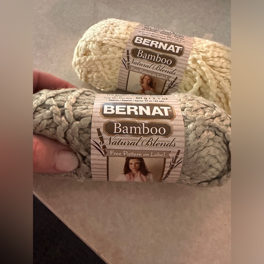 2 skeins of natural fiber Bernat bamboo yard